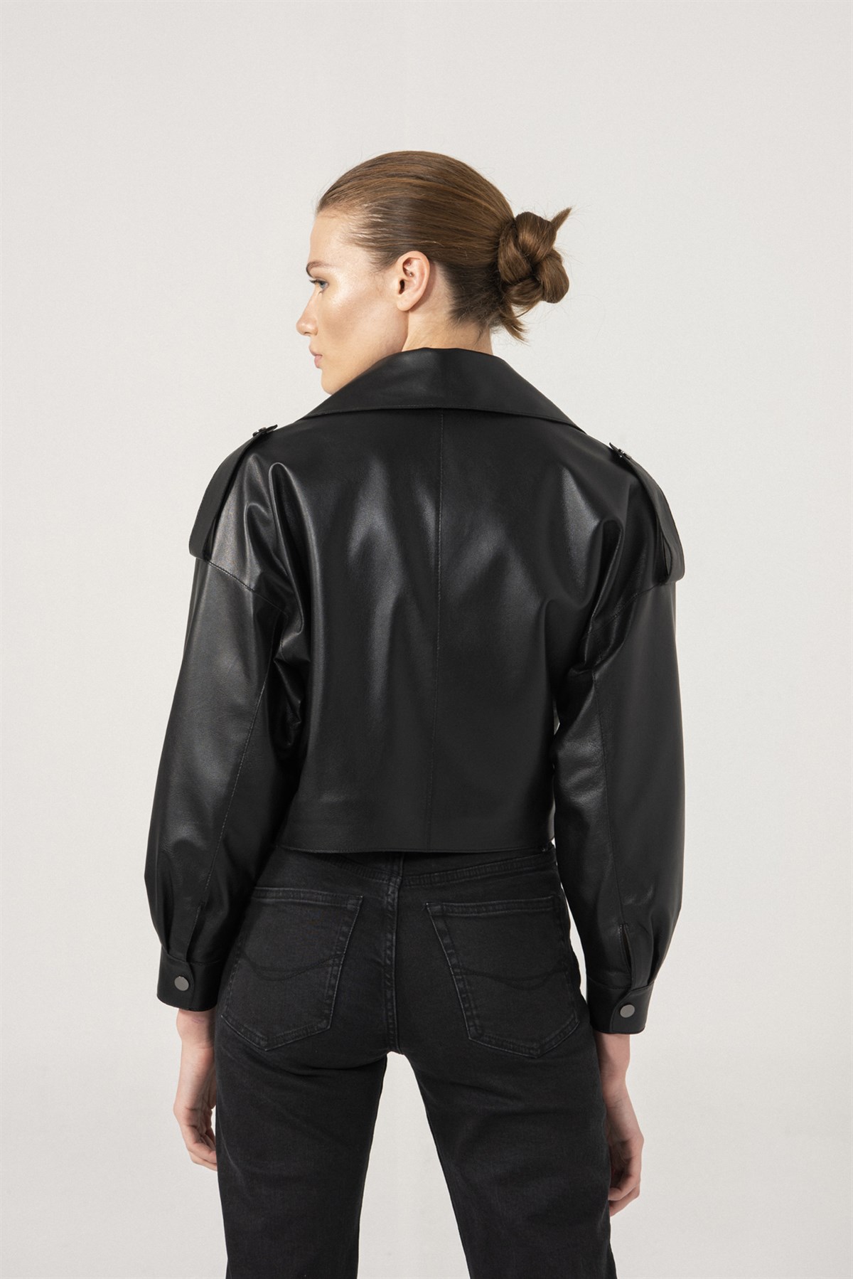 GABRIELLA Women Oversize Black Leather Jacket | Women's Leather Jacket