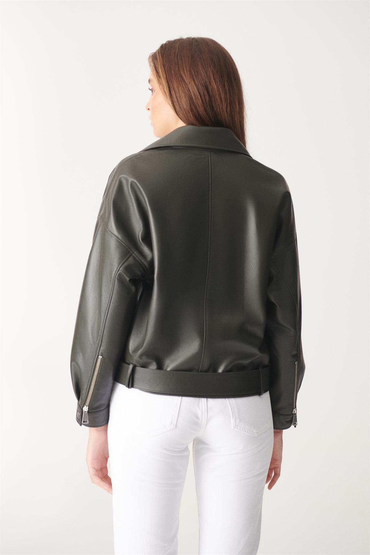 HELEN Green Oversized Leather Jacket | Women's Leather Jacket Models