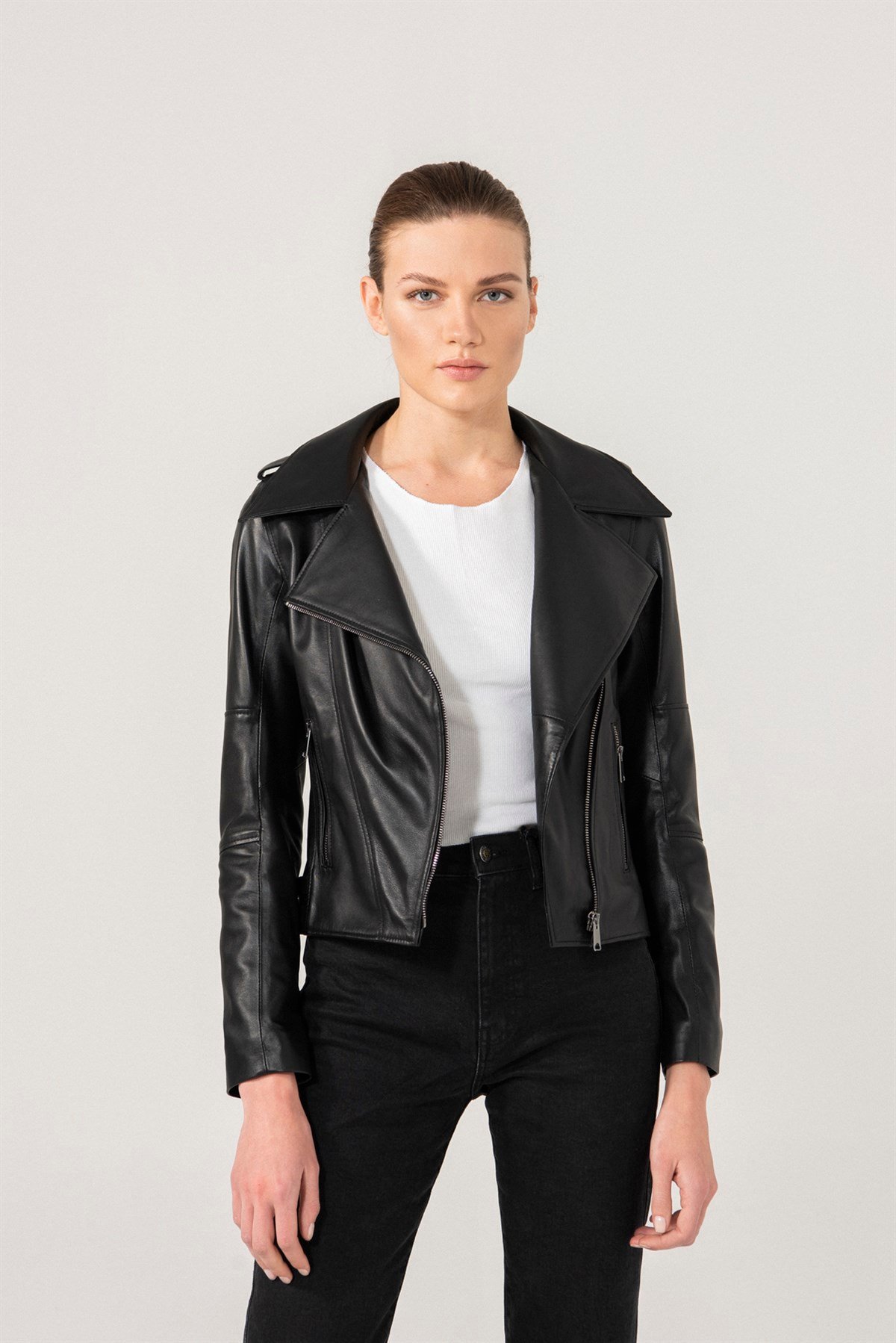 LILY Women Biker Black Leather Jacket | Women's Leather Jacket