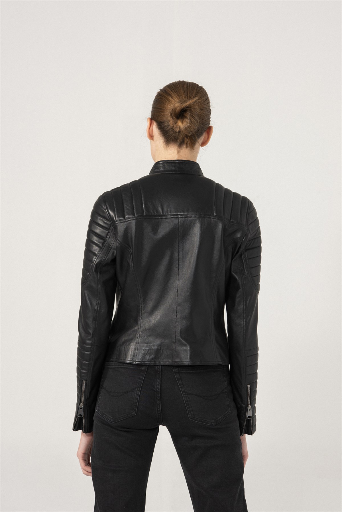 MARIA Biker Siyah Deri Ceket Kadın Deri Ceket Modelleri