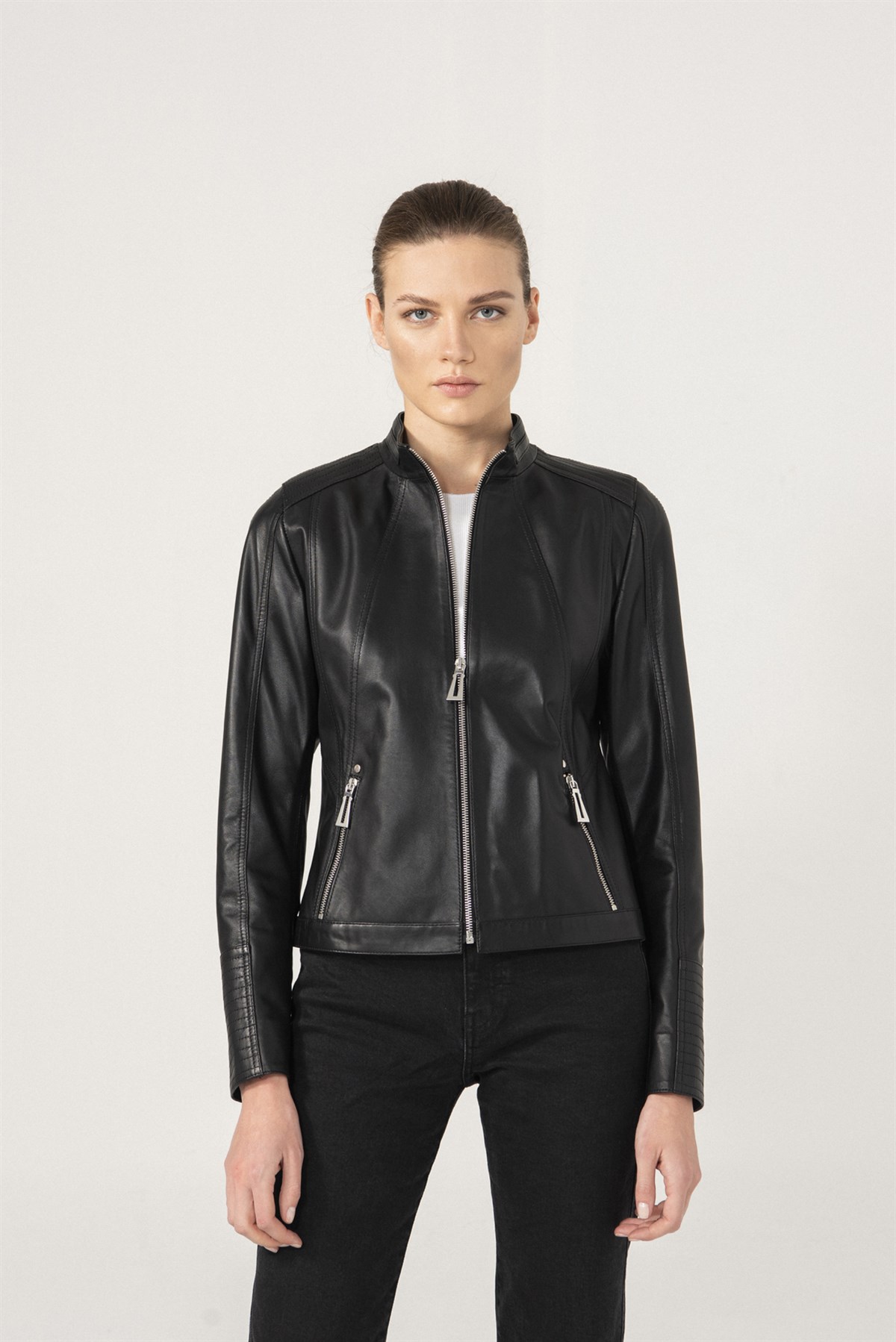 Melanie Women Sport Black Leather Jacket | Women's Leather Jacket