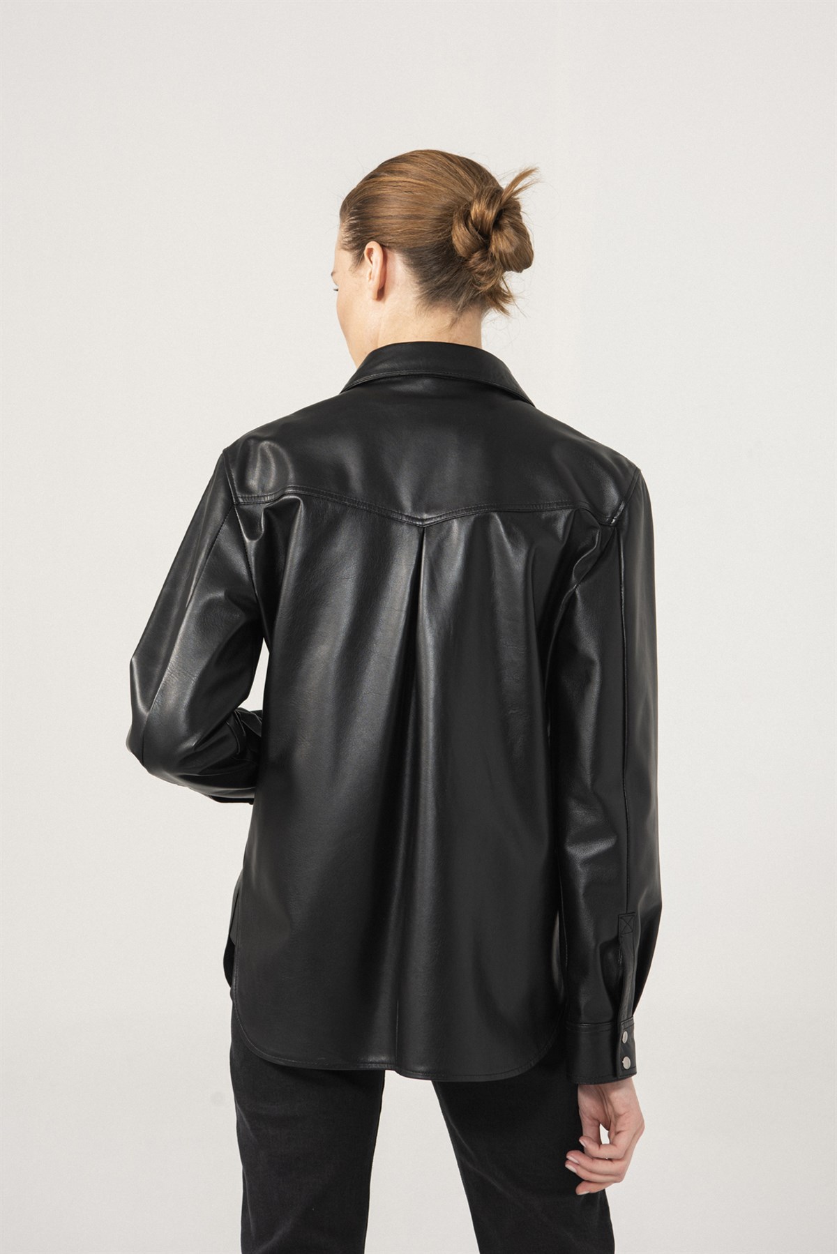 Women Black Leather Shirt | Women's Leather