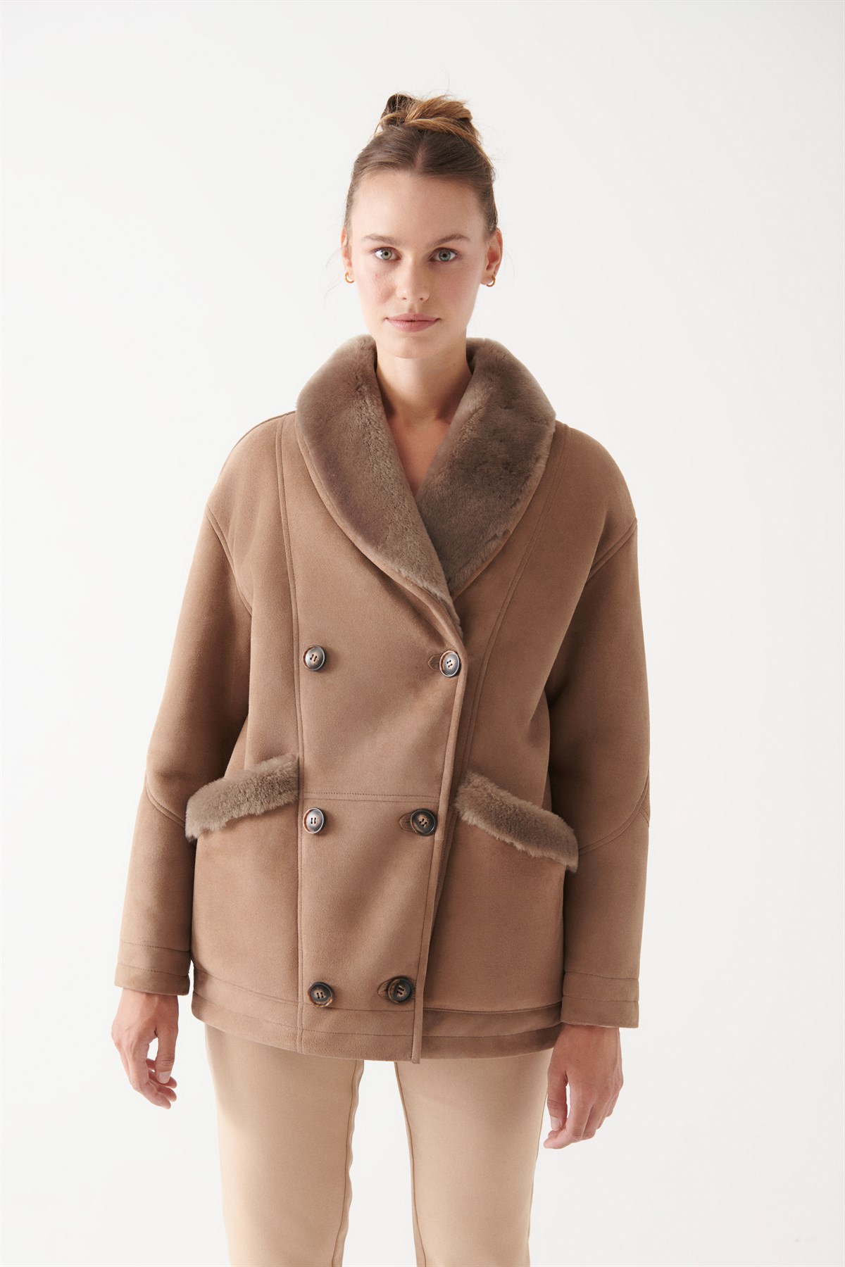 CARMEN Women Brown Shearling Coat | Women Leather and Shearling Jacket &  Coat