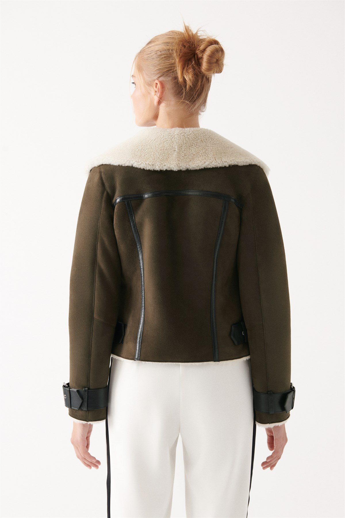 PAMELA Women Green Shearling Jacket | Women Leather and Shearling Jacket &  Coat