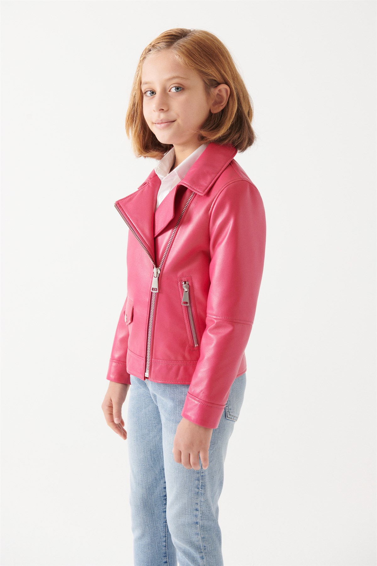 LARA Girls Vanilla Leather Jacket | Girls Leather and Shearling Jacket &  Coat
