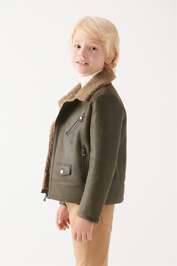 BILLY Boys Black Shearling Jacket | Boys Leather and Shearling Jacket ...