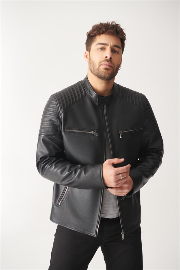 JAMES Black Sport Leather Jacket | Men's Leather Jacket Models