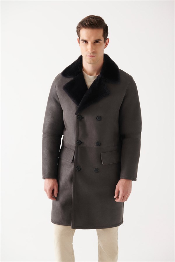 MEN'S COAT-HARRISON Men Grey Shearling Coat
