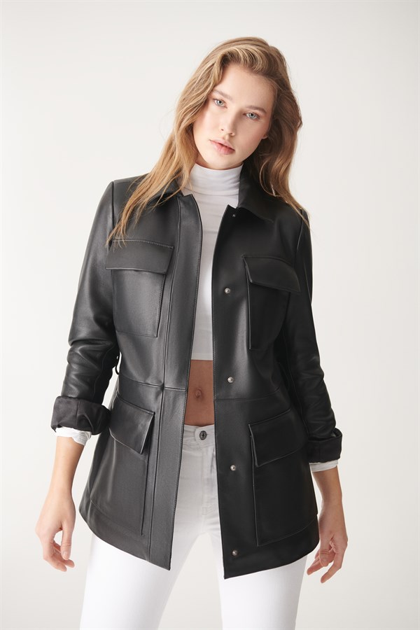 MAYA Black Sport Leather Jacket | Women's Leather Jacket Models