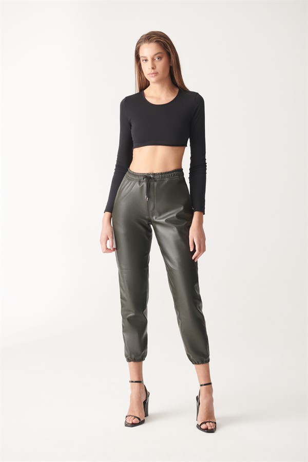 Green Sport Leather Pants | Women's Leather Pants