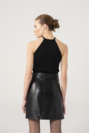 KADIN ETEKIsabel Women Black Leather Skirt