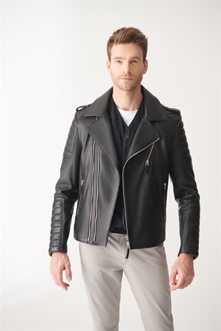 MARTIN Black Biker Leather Jacket | Men's Leather Jacket Models