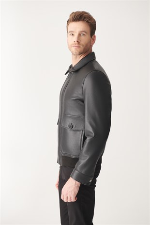 MEN'S LEATHER JACKETPARKER Black College Leather Jacket