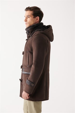 MEN'S COAT-BRUNO Men Brown Shearling Coat