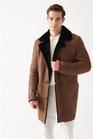MEN'S COAT-LOWELL Men Brown Shearling Coat