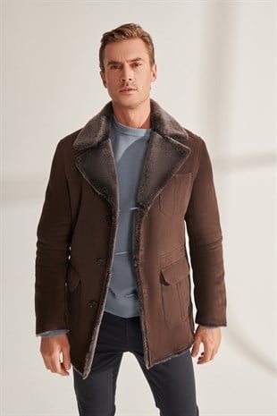 MEN'S COATKELVIN Men Brown Shearling Leather Coat