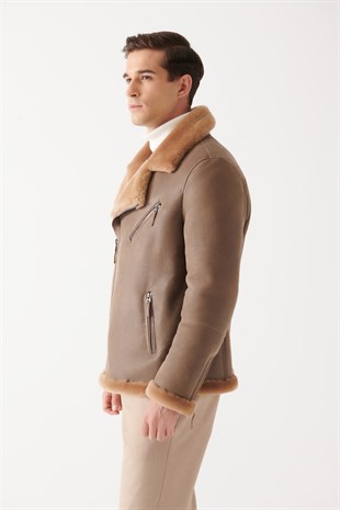 MEN'S SHEARLING JACKET-EMILIO Men Camel Shearling Jacket