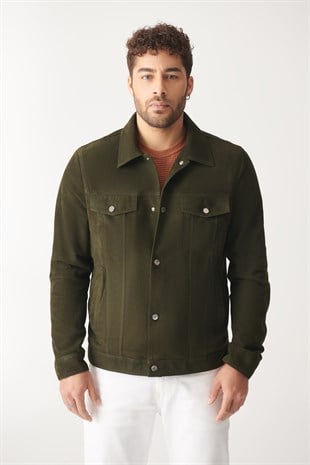 MEN SUEDE JACKETBORIS Green Suede Leather Jacket