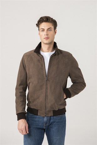 Cedric Men Sports Brown Suede Jacket Black Noble | Luxury Shearling