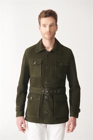 MEN SUEDE JACKETOLIVER Green Suede Safari Jacket
