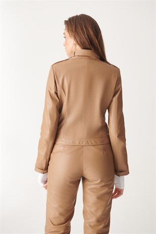 WOMEN'S LEATHER JACKETKAYLA Light Brown Sport Leather Jacket