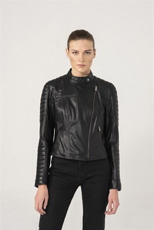 MARIA Women Biker Black Leather Jacket | Women's Leather Jacket