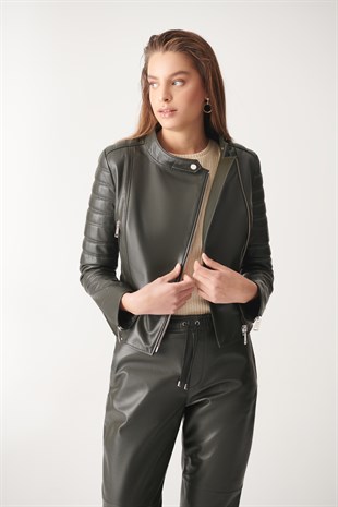 WOMEN'S LEATHER JACKETSTELLA Green Sport Leather Jacket