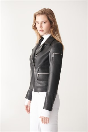 VALERIA Black Sport Leather Jacket | Women's Leather Jacket Models