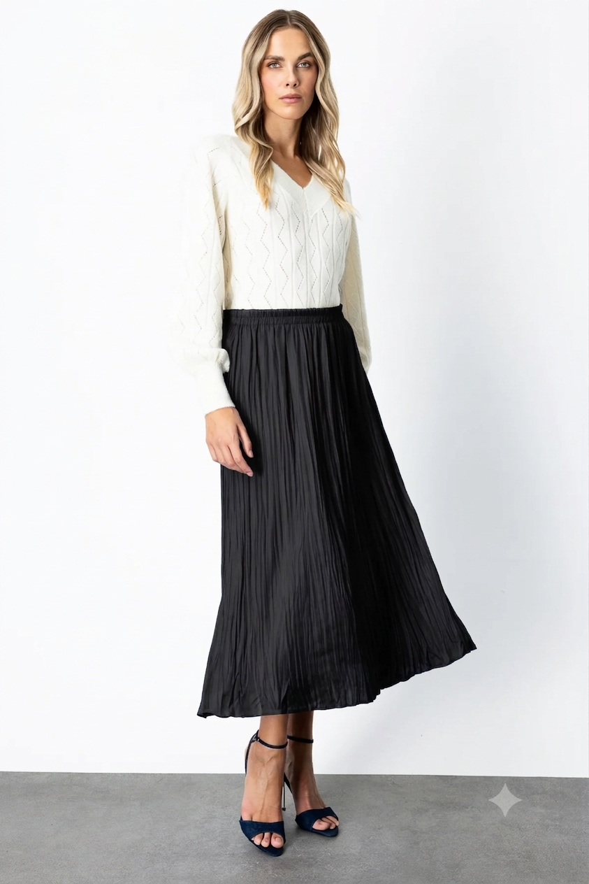 EtekOn Fashion ETEK KIRIŞIK GÖRÜNÜMLÜ BELİ LASTİKLİ MİDİON FASHION5012774209