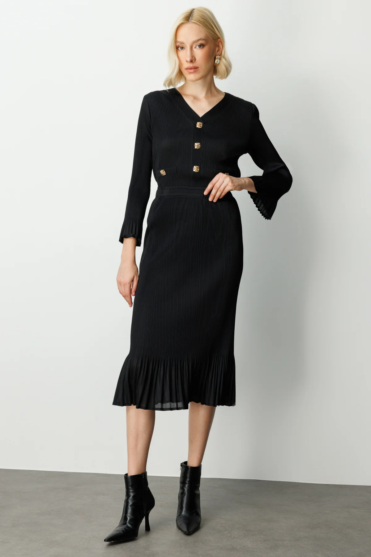 2025 SONBAHAREkol Etek Ucu Piliseli Midi EtekEKOL4905703915