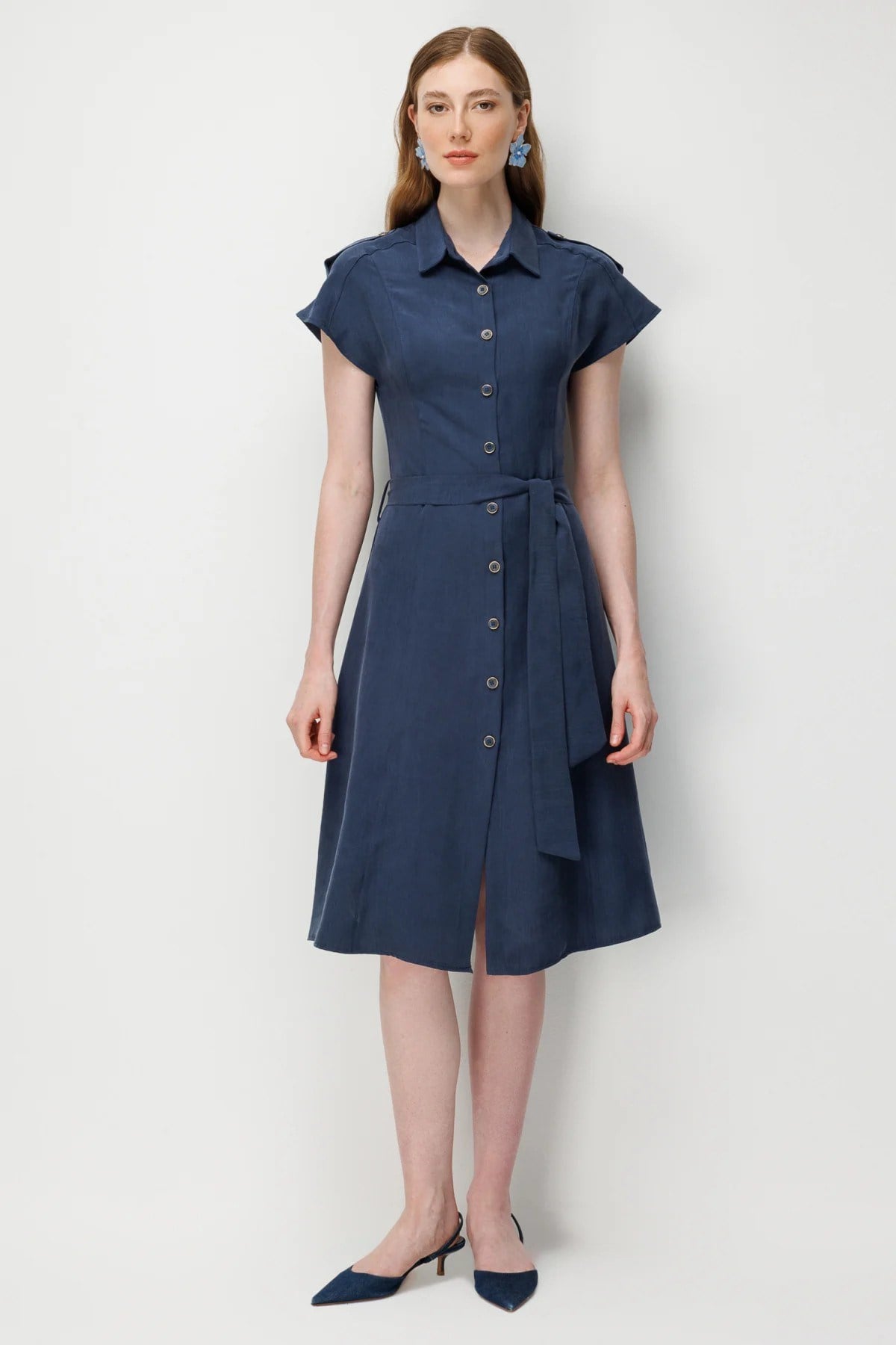 ElbiseOn Fashion ELBİSE DERİ KEMERLİ KISA KOLON FASHION5012774404