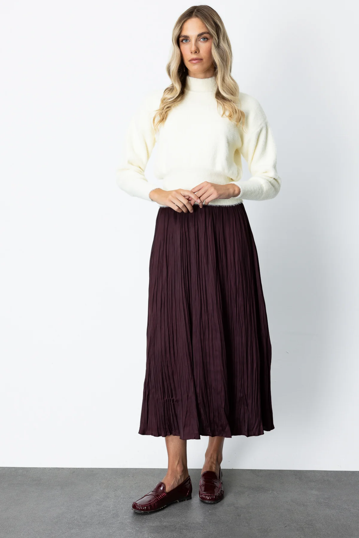 2025 SONBAHAROn Kırışık Görünümlü Midi Etek Beli LastikliON FASHION4912764209
