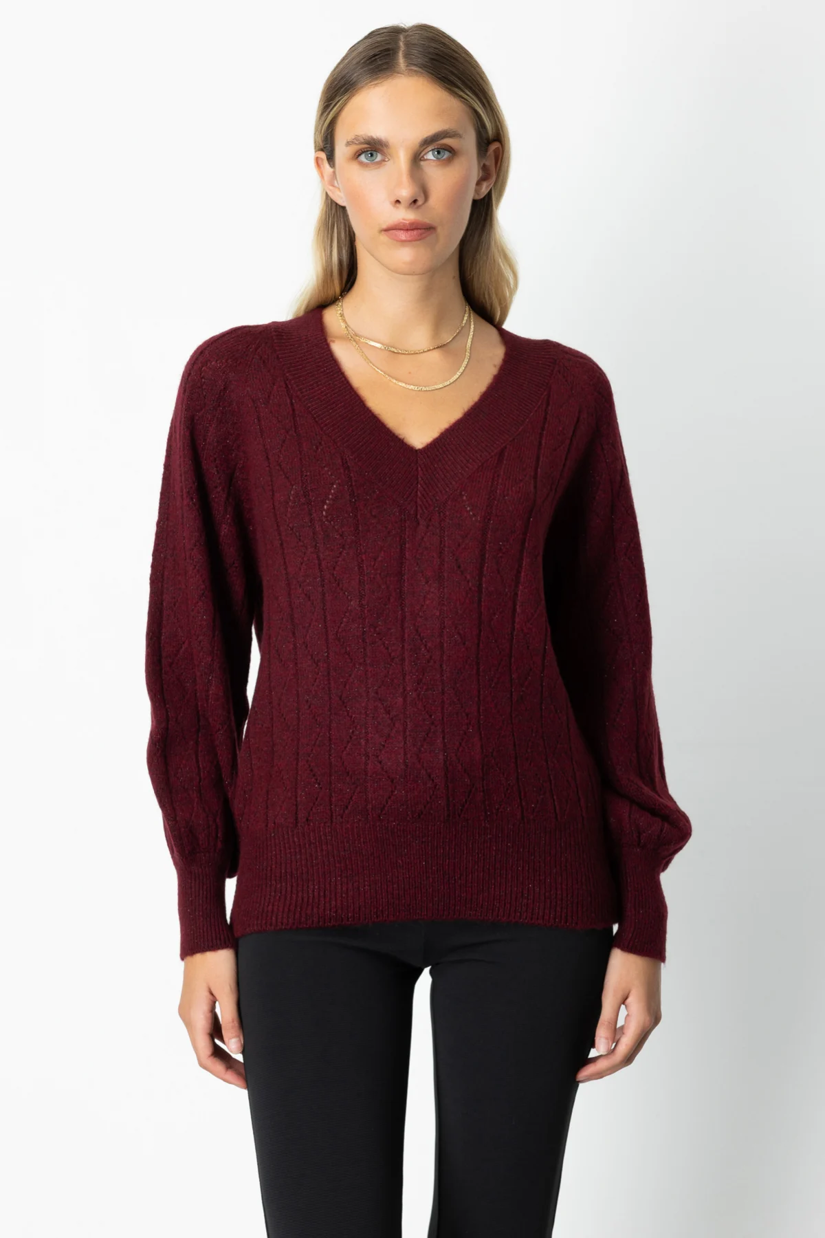 KadınOn Simli Detaylı V Yaka KazakON FASHION4912763323