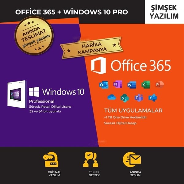 Windows 10 Pro ve Office 365 Pro Plus Dijital Lisans Hemen Teslim