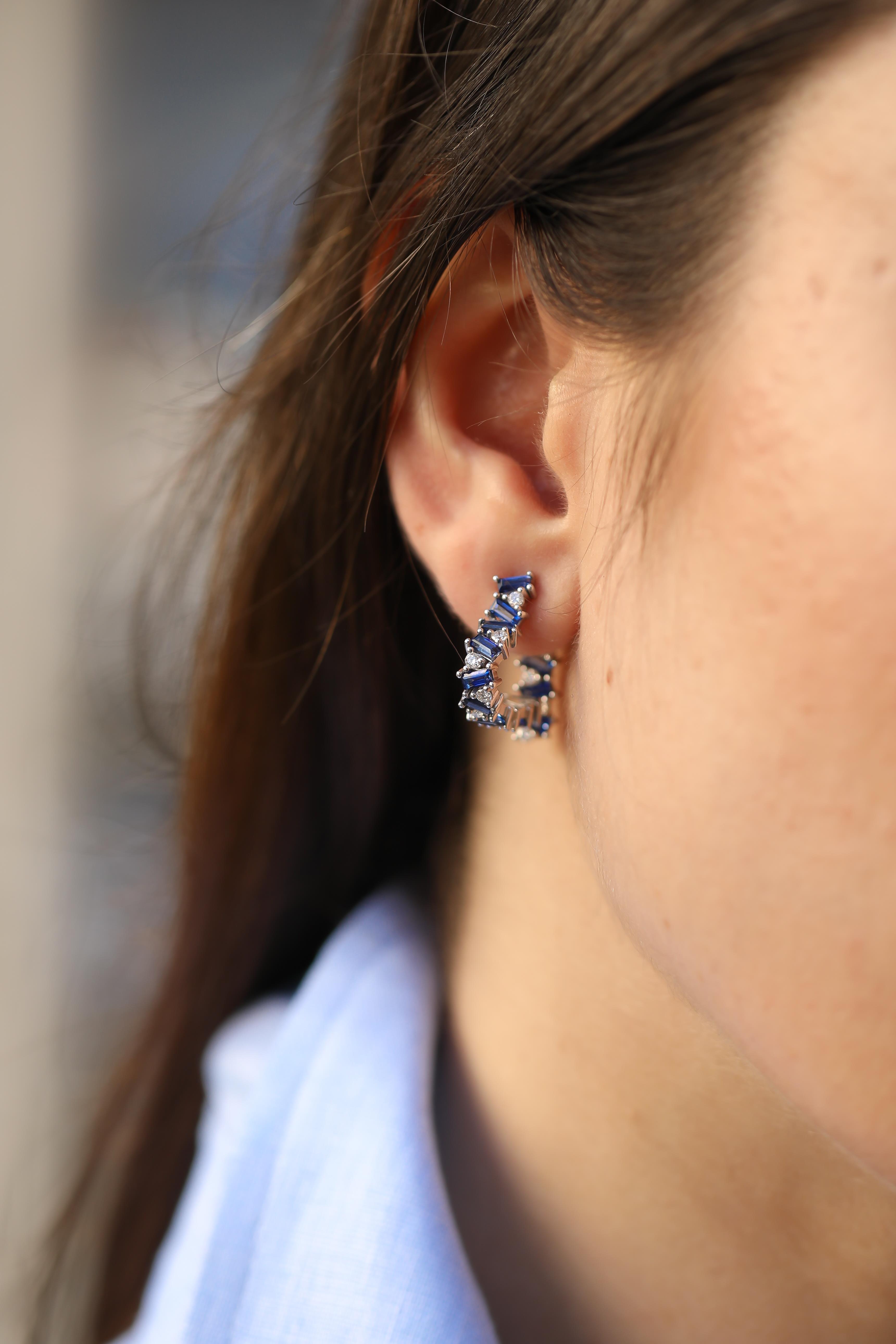 Kalp Safir Pırlanta Küpe