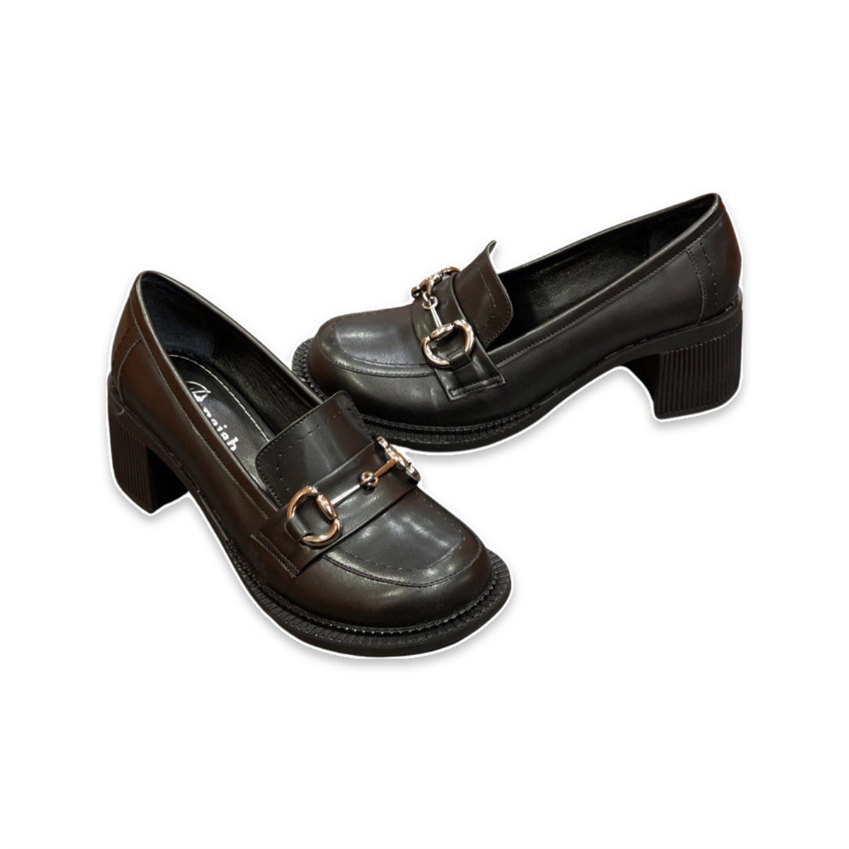 FELLİ Siyah Toka Detaylı Loafer Kadın Topuklu Ayakkabı