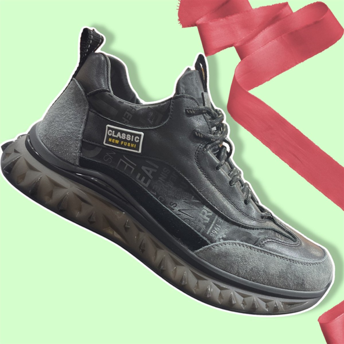 GUJAMEN 22y475 Siyah YeniNesil Aır Taban Orginal Deri Bağcıklı Erkek  Sneakers