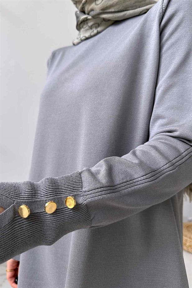 A Form Işıltılı Merserize Tunik - Gri