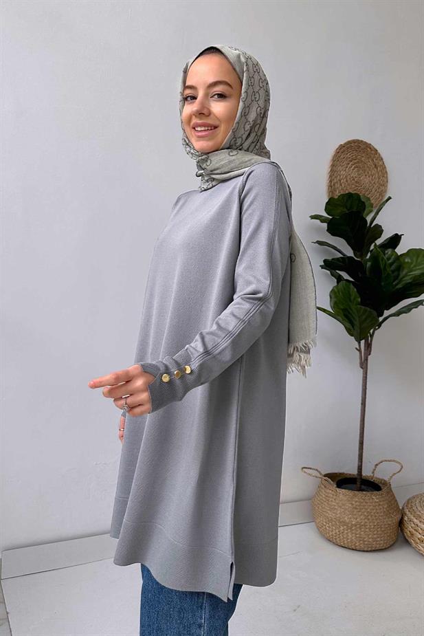 A Form Işıltılı Merserize Tunik - Gri