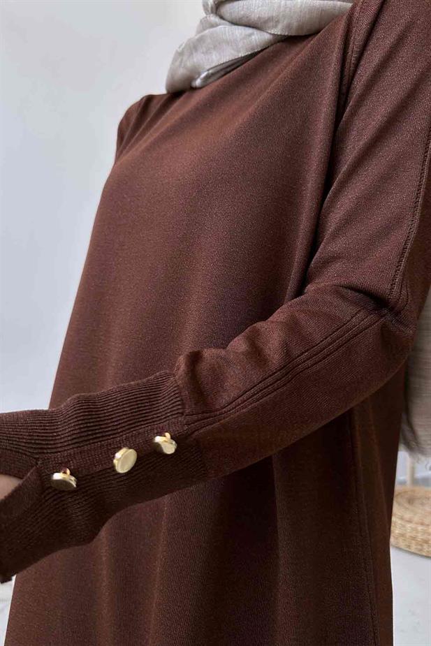 A Form Işıltılı Merserize Tunik - Kahverengi