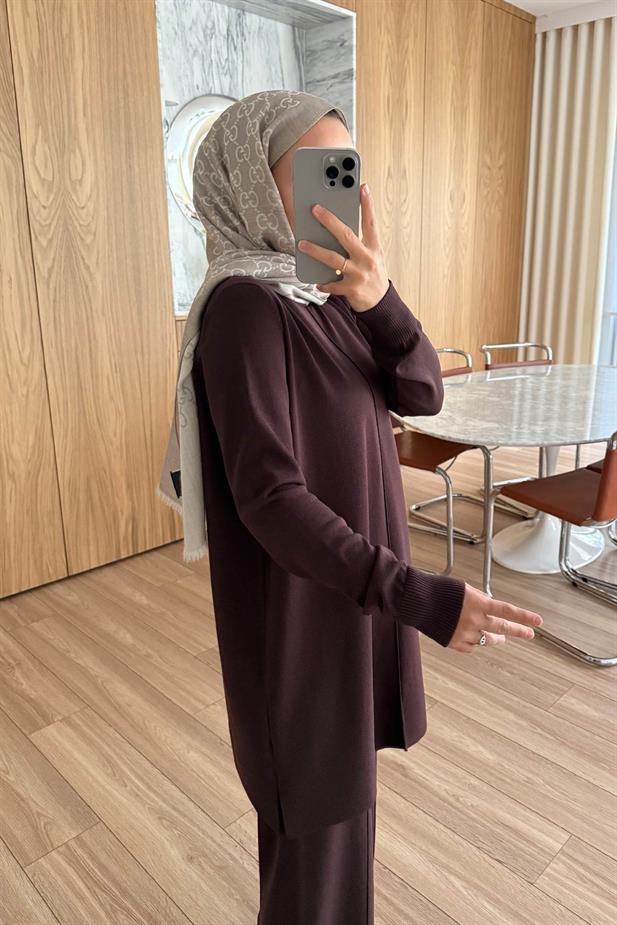 Arlena Premium Rayon Takım - Kahverengi