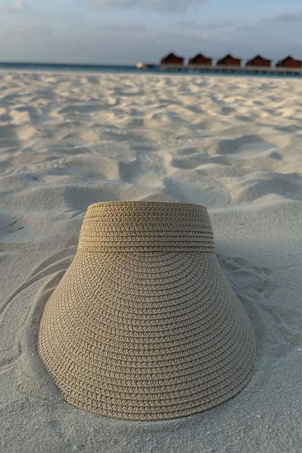 Ayarlanabilir Hasır Vizör Şapka - Bej