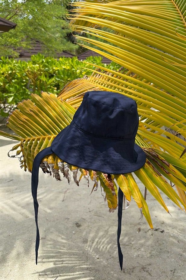 Bağlama Detaylı Bucket Şapka - Lacivert
