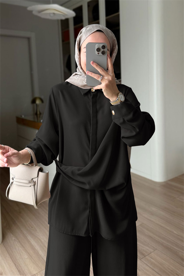 Bağlama Detaylı Takım - Siyah