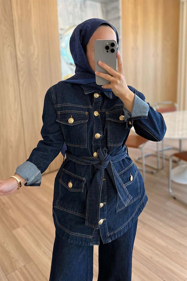 Kemerli Kot Takım - Lacivert