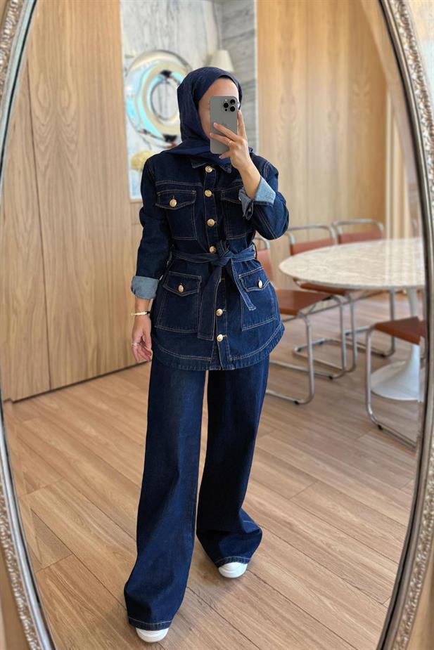 Kemerli Kot Takım - Lacivert