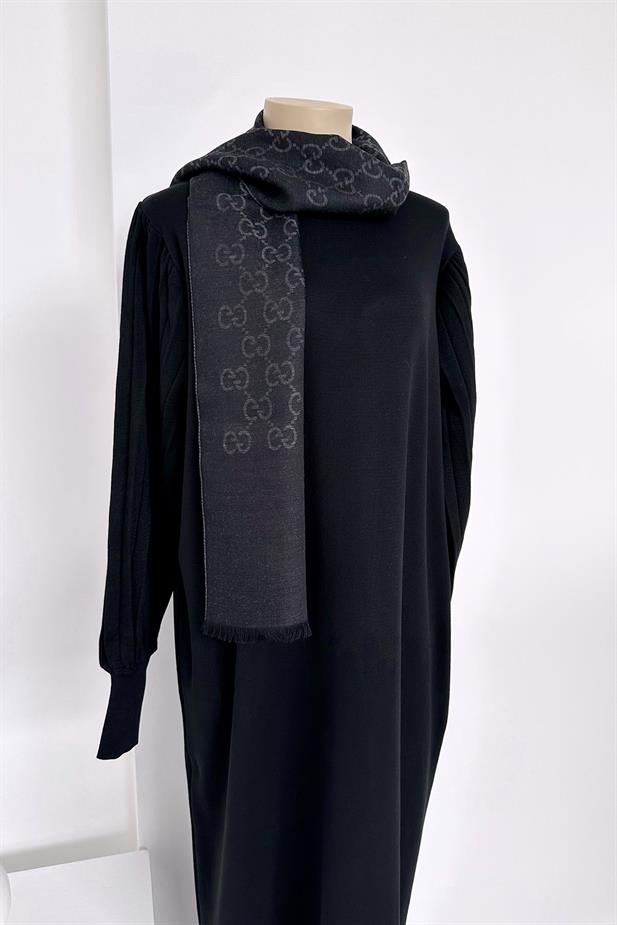 Balon Kol Merserize Elbise - Siyah