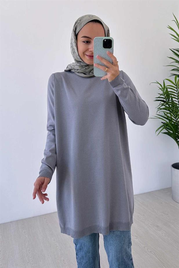 Basic Merserize Tunik - Gri