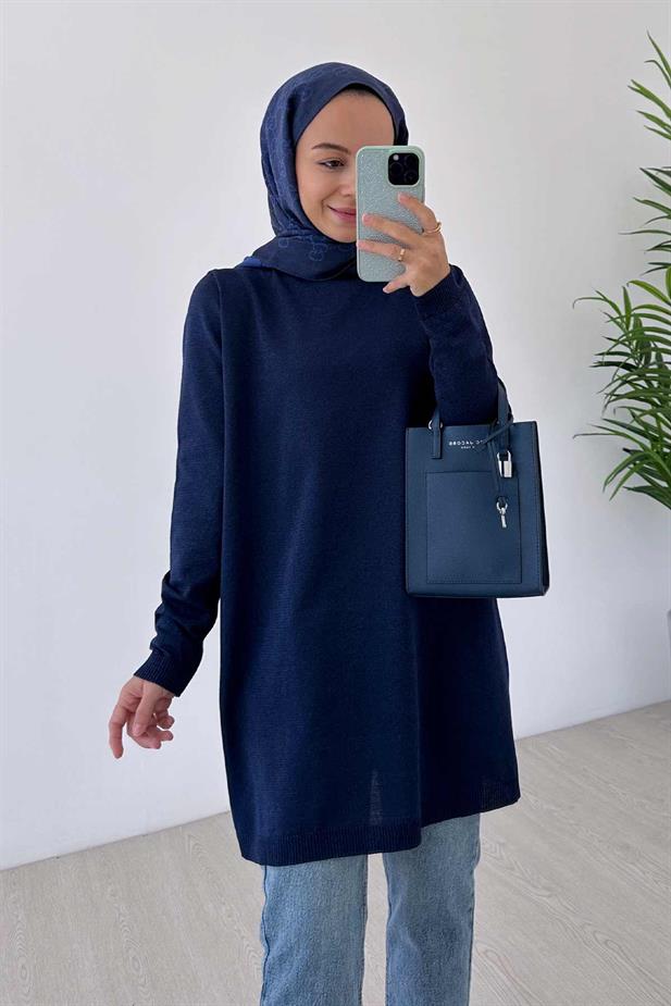 Basic Merserize Tunik - Lacivert
