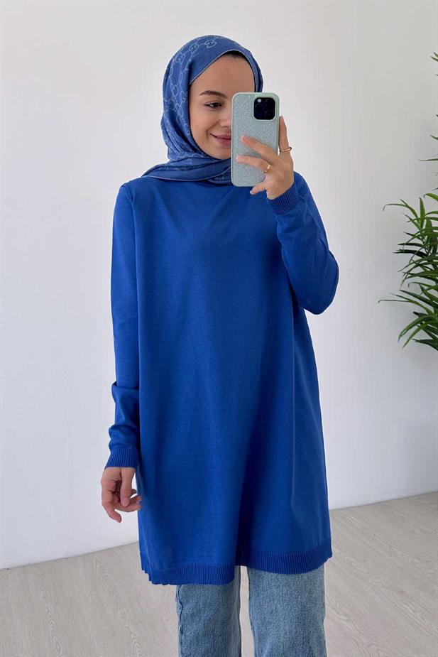 Basic Merserize Tunik - Saks Mavi